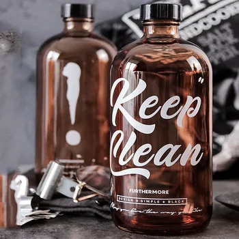Pomarańczowa szklana butelka Nordic 500 ml płyn do przechowywania pusta butelka łazienka: mydło dozownik szamponu, żelu do kąpieli odżywka do włosów