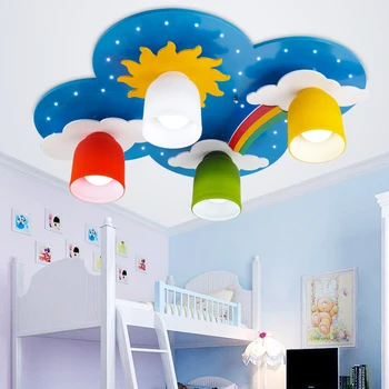Powierzchniowy montaż dziecięce, lampy sufitowe sypialnia dla dzieci kreskówka Tęcza ozdoby żyrandol światła E27 źródło światła