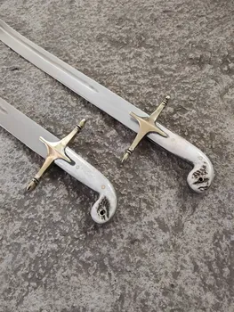 Prawdziwy turecki miecz deerhorn uchwyt wysokiej jakości stal 5160 z ножнами ostra stal hartowana kukri machete 95 cm Arabia Saudyjska