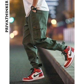 Privathinker Spodnie-Cargo Mężczyźni 2020 Męska Odzież Uliczna Joogers Spodnie Czarne Sportowe Spodnie Męskie Hip-Hop Jesień Kieszenie Spodnie Kombinezony