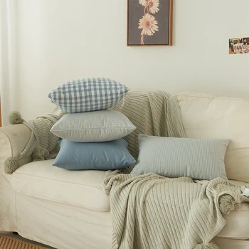 Proste pokrowce na poduszki w stylu domu 30*50 45*45 chusta bez wewnętrznego niebieskiego koca kwadratowy sofa poszewki do użytku domowego X 106