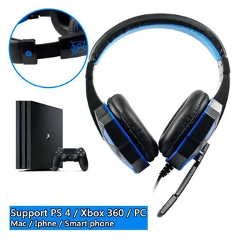 Przewodowy zestaw słuchawkowy do gier słuchawki dźwięk, głęboki bas stereo dla konsoli Xbox One, PS4 Switch & PC 3,5 mm Mikrofon led słuchawki