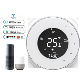 Przez cały inteligentny WiFi ekran dotykowy termostat sterownik dla systemu ogrzewania podłogowego z Alexa/Google Home Makerele MKBHT-6000