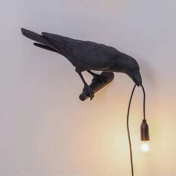 Ptak lampa stołowa włoskiej Seletti ptak lampa nowoczesna smoła Kruk lampa do salonu Sypialnia światło ścienny kinkiet Home Art Decor