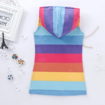 Pudcoco USPS Sweet Baby Kids Girl Summer Dress Print Rainbow z Przeplotem Dress Outfit Sunsuit 1-7Y