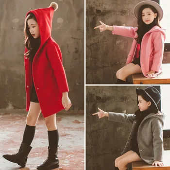 Płaszcz dla dziewczyn 2020 fotelik długi, gruby płaszcz z kapturem w stylu koreańskim ciepłe, zimowe ubrania dla dziewczynek, odzież Dziecięca