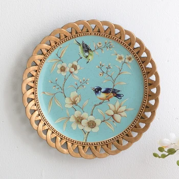 Płyty dekoracyjne z żywicy ptaki i kwiaty ozdobne talerze do montażu na ścianie dekoracji na pokój dzienny w stylu europejskim