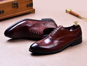 QYFCIOUFU 2020 naturalna skóra bydlęca skóra męskie formalne buty Брог elegancki, klasyczny biznes ślub włoska marka męskie eleganckie buty