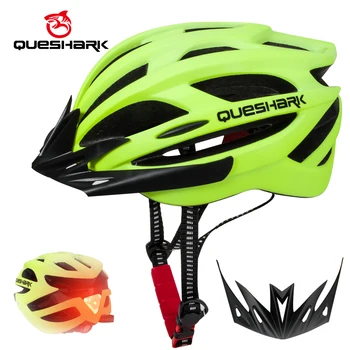 Queshark kask LED Light Intergrally-formuje kask rowerowy Górski drogowy kask sportowy bezpieczna kapelusz dla mężczyzn kobiet