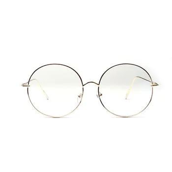RBRARE Okrągłe oprawki do okularów damskie metalowe przewymiarowany okulary płaskie lekkie przezroczyste okulary Oculos oprawki do okularów damskie Gafas De Marca