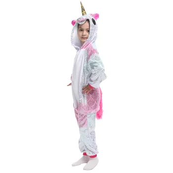 Rainbow Unicorn Kigurumi piżamy dla dziewczynek dziecięce piżamy strona ubrania, piżamy dla dzieci, śmieszne cosplay kostium piżamy dla dzieci