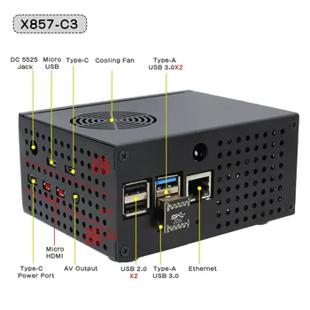 Raspberry Pi X857-C3 odpowiedni metalowy korpus / Obudowa dla Raspberry Pi 4B & X857 V2.0/ X862 V2.0 / X873 & X735