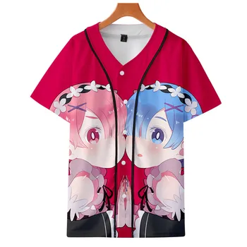 Re Zero 3D Print t-shirt baseball kobiety mężczyźni dzieci Rem i Ram anime koszulka t-Shirt Harajuku meble odzież t-shirt Tee 4XL odzież