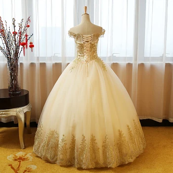 Retro Lush Sukienki Z Odkrytymi Ramionami Złote Koronki Vestidos De Gala Largos Sukienkę Bujne Suknie Balowe Masquerade