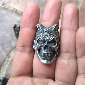 Rogaty wampir Diabeł czaszka pierścień męski punk-rock 316L stal nierdzewna pierścień motocyklistów mężczyźni biżuteria