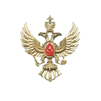 Rosyjski masoński znak dwukierunkową orła, pokrycie Złota szpilka масона Rosja Kamieniarz medale, CCCP broszki