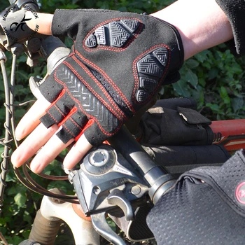 Rowerowe rękawice ochronne anti-shock oddychające Mężczyźni Kobiety połowa palców rękawiczki letnie sportowe rękawice żel Moto MTB rower górski rowerowa ulał