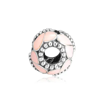 Różowa emalia motyl Urok koraliki do wyrobu biżuterii Wiosna 925 srebro koraliki do bransoletki i bransoletki 2019 biżuteria