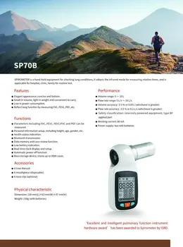 Ręcznie spirometr Lungenvolumenfunktion Bluetooth Testgerat z спирометром freies theater Mundstuck SP70B