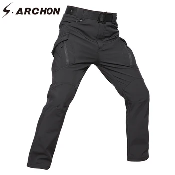 S. ARCHON IX9 zima miękka powłoka taktyczne spodnie mężczyźni kamuflaż wodoodporny ciepły wojskowe spodnie dużo kieszeni wojskowe spodnie-cargo osób