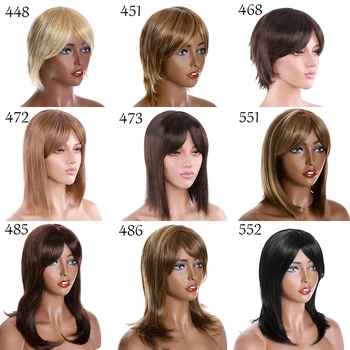 S-noilite kręcone włosy peruki dla kobiet ombre czarny brązowy Бесклеевые włosy peruka z grzywką syntetyczne odporne na wysokie temperatury, wig do codziennego użytku