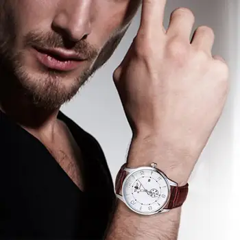 SHANGMEIMK marki męskie zegarki luksusowe moda Skórzany pasek kalendarz biznes zegarek Kwarcowy zegarek Relogio Masculino Hot