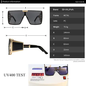 SHAUNA Oversize Flat Top retro metal punk okulary vintage całe kwadratowe okulary Przeciwsłoneczne UV400