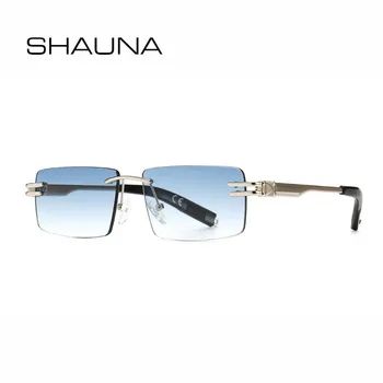 SHAUNA Trending Small Rectange okulary bez oprawek marki projektant cieniowane odcienie UV400