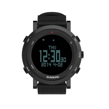 SUNROAD Sports Digital Outdoor męskie zegarki barometr, wysokościomierz, kompas, temperatura wodoodporne podświetlenie nylonowy pasek do zegarka zegarek