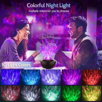 SXZM Starry Projector Lamp Children ' s night light Ocean Wave Night Lights 10 Color LED Galaxy Projector for Home Decoration