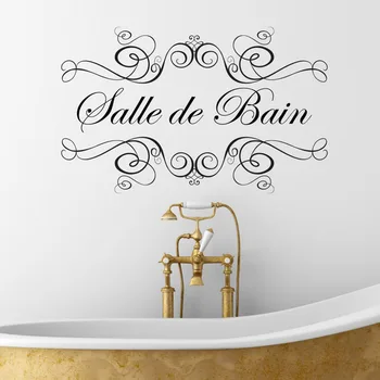 Salle de Bain Wall Sticker francuskie cytaty łazienka, naklejki na ściany, łazienka z prysznicem domowy projekt dekoracji wodoodporna malowanie artystyczne S625