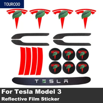 Samochodowa folia odblaskowa naklejka dla Tesla Model 3 samochodowy logo klamka pokrywa piasta koła Środkowa pokrywa naklejka akcesoria do stylizacji samochodów