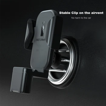 Samochodowa ładowarka bezprzewodowa QI dla iPhone Airpods Apple Watch mc 1 2 3 4 Fast Wireless Charger, Car Airvent Mount Holder 7.5 W 10W