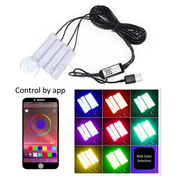 Samochód LED Light Bar Stripes Colorful Bluetooth App Controller Under Seat Carpet Interior Atmosphere Ambient Lamps Powered By USB