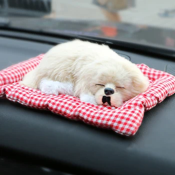 Samochód Ozdoba Pluszowy Pies Szczekanie Dźwięk Lalka Elektryczny Symulacja Śpiący Szczeniak Zabawka Samochodowa Deska Rozdzielcza Wystrój Ładny Prezent