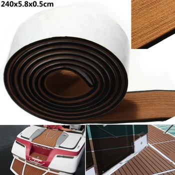 Samoprzylepny EVA Boat Yacht Flooring Faux Imitation Teak Decking Sheet Pad 58x2400x5mm Foam Floor Mat brązowy z paskami Балька