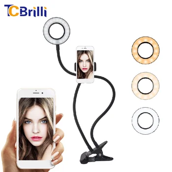 Selfie LED Ring Light with Cell Phone Mobile Holder Protable Fill Lamp for Youtube Live Stream Makeup Camera for Android Phone