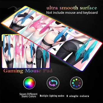 Sexy tyłek anime duże gry blask podkładka pod mysz RGB XXL komputerowy mata led mat z podświetleniem Mause dywan stół mata do CSGO klawiatury PC Pad