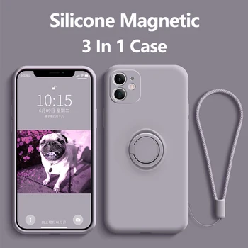 Silikonowy pokrowiec na iPhone ' a 12 Pro Case 2020 z paskiem Pierścień uchwyt etui do telefonu Coque dla iPhone 11 Pro Max XR XS Max 8 Plus Case