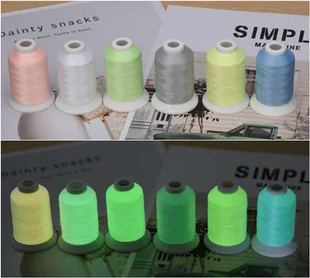 Simthread świeci w ciemności maszynowy do szycia maszyny do haftowania wątek 1000Y każda cewka, 6 popularnych kolorów opcjonalnie