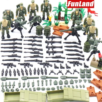 Skala 1:35 1965 Wietnamska wojna światowa wojskowa bitwa Ia Drang army action figures mega block ww2 gun building bricks toys