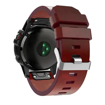 Skórzany pasek do zegarka pasek Garmin Fenix 5X/5XPlus/3/3/6X Band Smart Watch 26mm Quick Fit Wristband bransoletka dla Fenix 6X