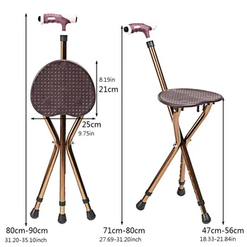 Składany aluminiowy regulowany na wysokość przenośny laska laska krzesło dla osób starszych z siedzeniem wędkarstwo rekreacja stołek