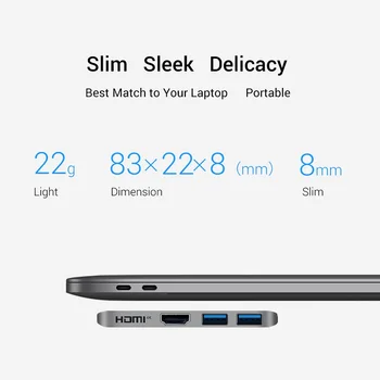 Snowkids Type C Dock Hub dla MacBook Pro MacBook Air HDMI USB3.0 porty USB C Expansion Splitter