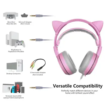 Somic G951S przewodowy zestaw słuchawkowy 3,5 mm różowy Cat Ear Gaming Ear profesjonalny шумоподавляющий głowy słuchawki do PC telefoniczne gry