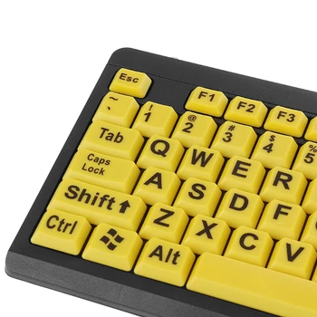 Spadek Hurtownia USB klawiatura przewodowa duży czarny List drukowania żółty przycisk klawiatura dla osób starszych i niedowidzących