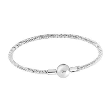Srebrne i różowe złote netto bransoletki dla kobiet i mężczyzn podpis okrągła Klamra moda 925 srebro biżuteria DIY bransoletka