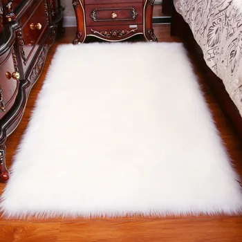 Stałe długie włosy dywan salon futerko prostokąt puszysty dywanik Mata antypoślizgowa krzesło sofa pokrywa proste maty