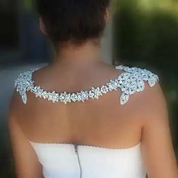 Stonefans luksusowy suknia ślubna ramię naszyjnik Kryształ ślub biżuteria dla kobiet przesadzone kolor srebrny ramię kawałek naszyjnik