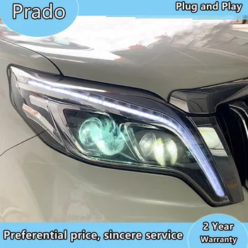 Stylizacja samochodu Toyota-2017 Prado LED reflektory LED DRL Hid Head Lamp Angel Eye Bi-Xenon double beam akcesoria do reflektorów